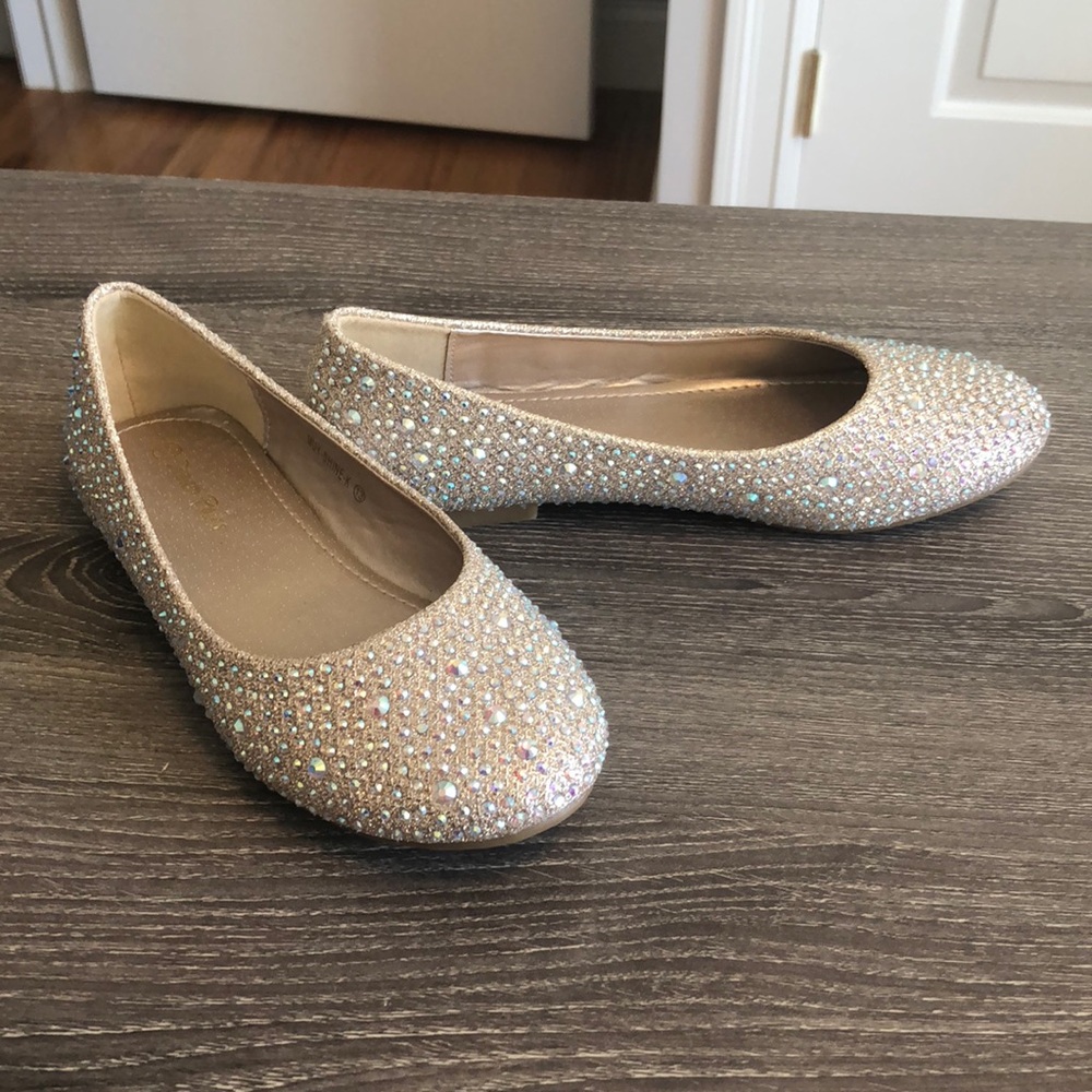 New! Crystal encrusted girls ballet flats! Sz 13
